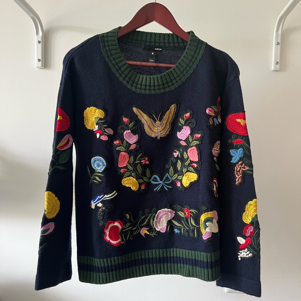 Aqua embroidered sweater